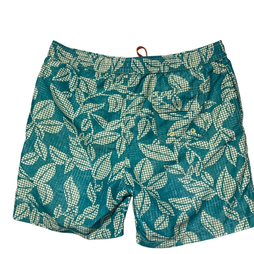 Tommy Bahama Relax Mens Teal Green Leaf‎ Print Swim Trunks Board Shorts Medium M
